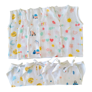 Muslin Jhabla and Nappy combo-Pack of 4 - Image 1