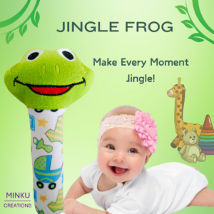 KitMik Frog Face Rattle Cum Soft Toy-Green,3+ Months - Image 2