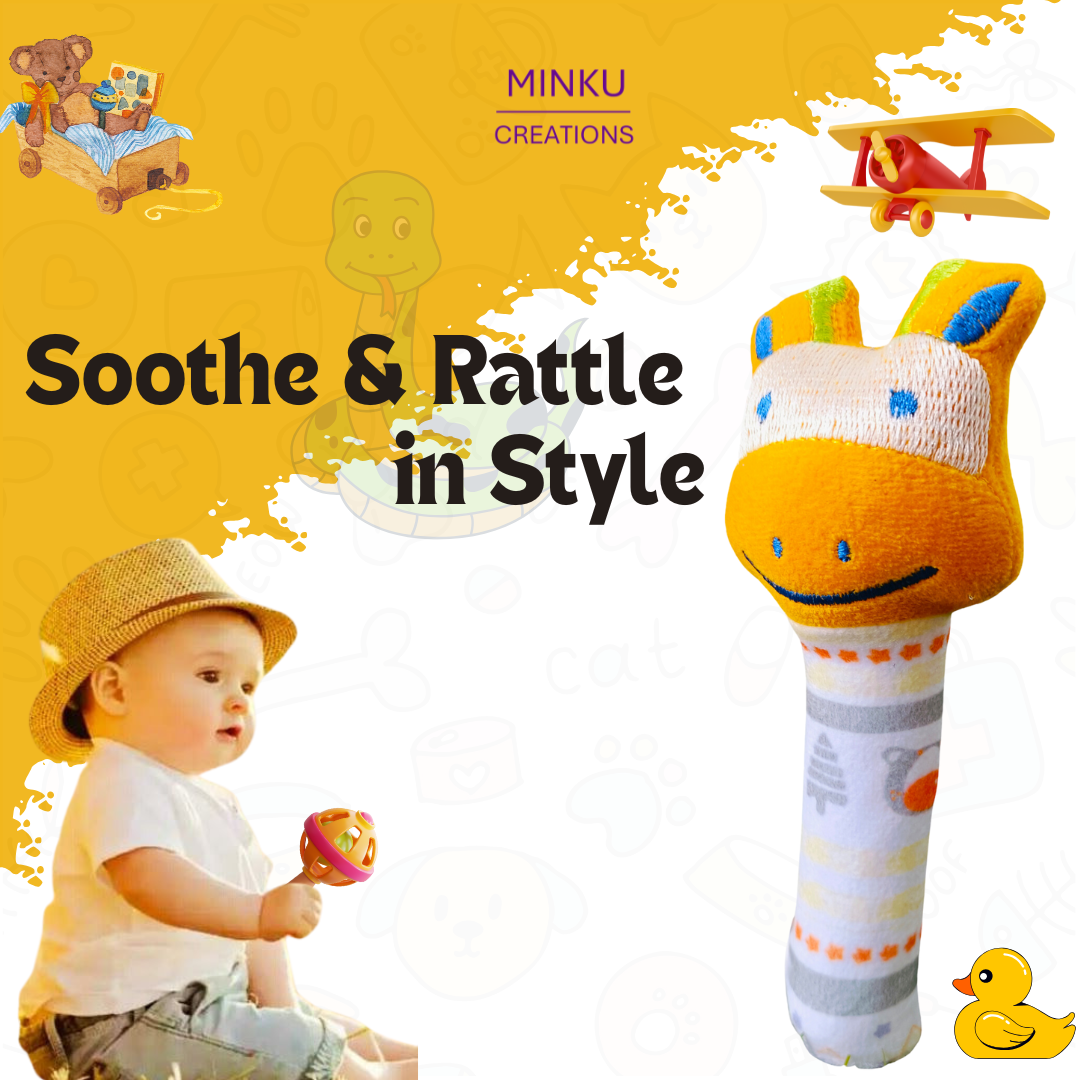 KitMik Animal Face Rattle Cum Soft Toy-Yellow,3+ Months - Image 2