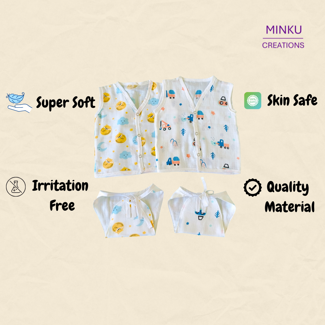 Organic Muslin Jhabla & Nappy Set - Image 4