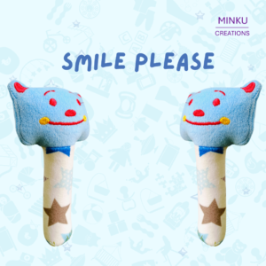 KitMik Cute Face Rattle Cum Soft Toy-Blue,3+ Months - Image 4
