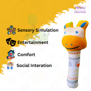 KitMik Animal Face Rattle Cum Soft Toy-Yellow,3+ Months - Image 3