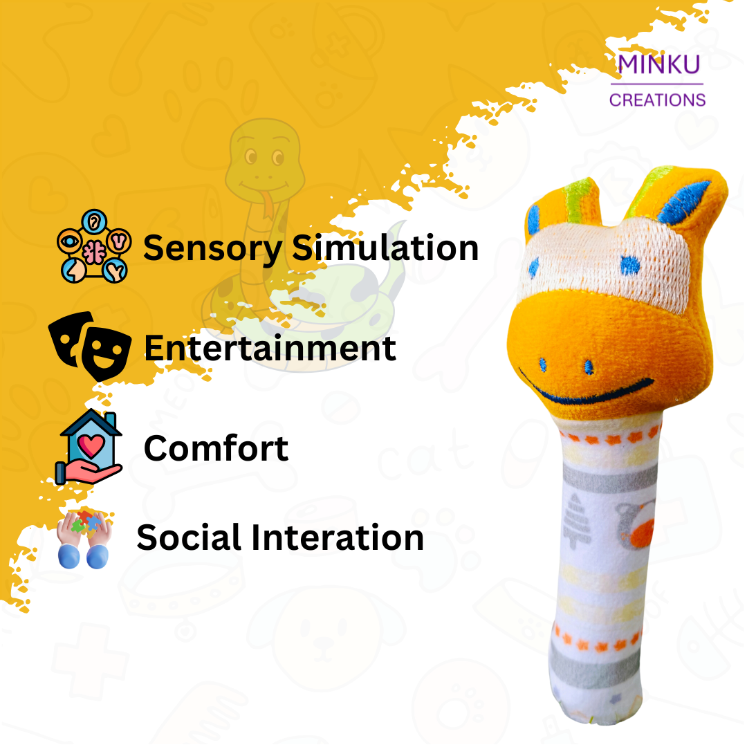 KitMik Animal Face Rattle Cum Soft Toy-Yellow,3+ Months - Image 3