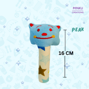 KitMik Cute Face Rattle Cum Soft Toy-Blue,3+ Months - Image 6