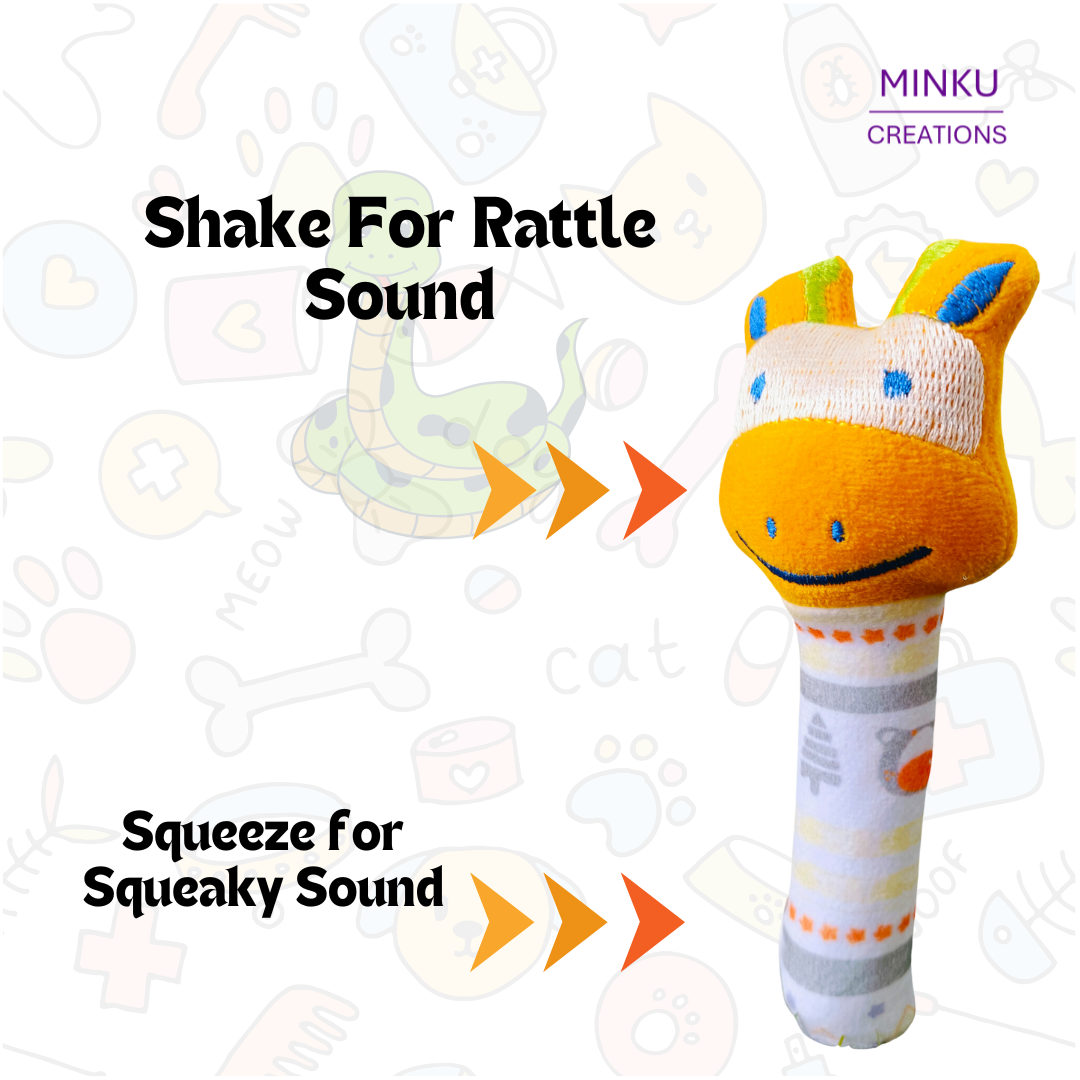 KitMik Animal Face Rattle Cum Soft Toy-Yellow,3+ Months - Image 5
