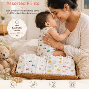 Muslin Jhabla and Nappy combo-Pack of 2 - Image 2