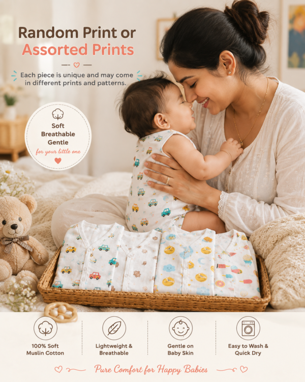 Muslin Jhabla and Nappy combo-Pack of 2