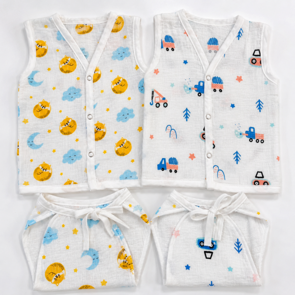 Muslin Jhabla and Nappy combo-Pack of 2