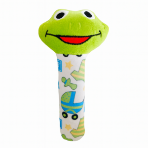 KitMik Frog Face Rattle Cum Soft Toy-Green,3+ Months