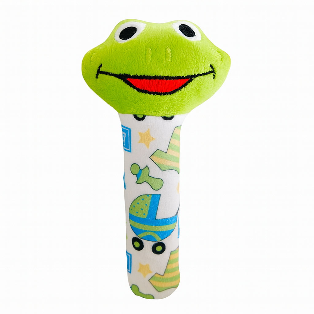 KitMik Frog Face Rattle Cum Soft Toy-Green,3+ Months - Image 1
