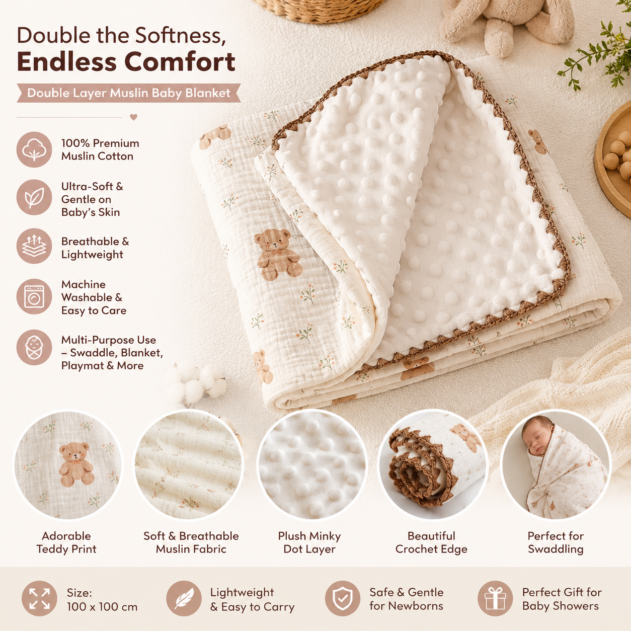 Baby Blanket | Baby Wrap Fluffy Receiving Blanket - Image 14