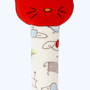KitMik Kitty Face Rattle Cum Soft Toy-Red,3+ Months - Image 1