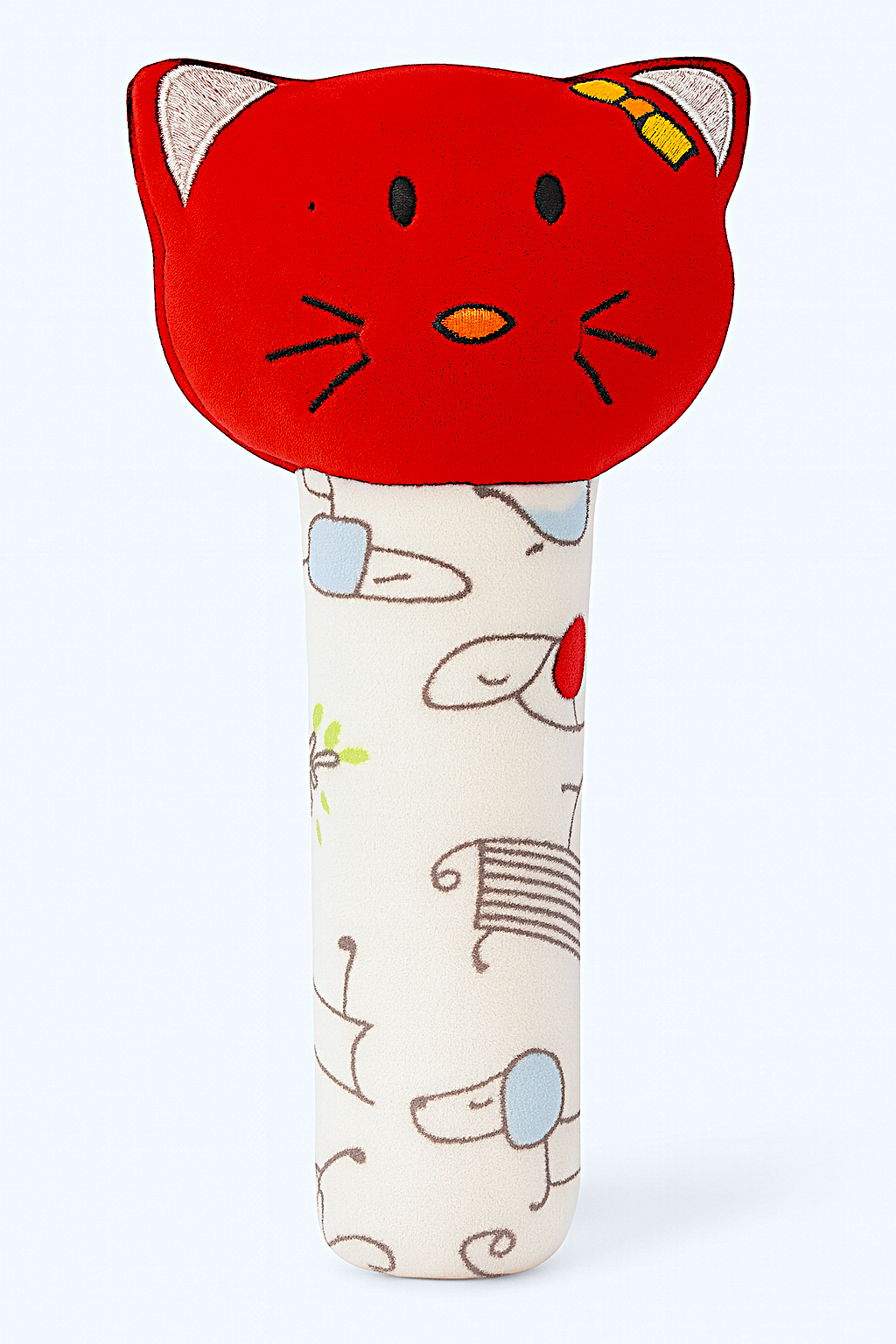 KitMik Kitty Face Rattle Cum Soft Toy-Red,3+ Months - Image 1