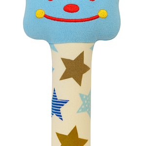 KitMik Cute Face Rattle Cum Soft Toy-Blue,3+ Months