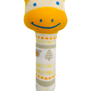 KitMik Animal Face Rattle Cum Soft Toy-Yellow,3+ Months