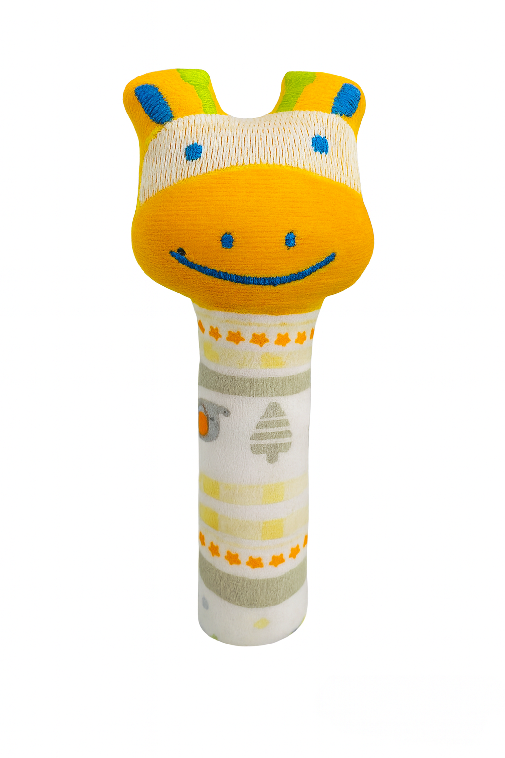 KitMik Animal Face Rattle Cum Soft Toy-Yellow,3+ Months - Image 1