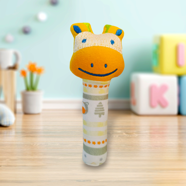 KitMik Animal Face Rattle Cum Soft Toy-Yellow,3+ Months